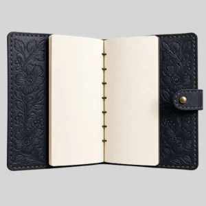 Hand‑Stitched Leather Journal with Phone Pocket